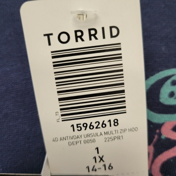 Torrid Disney Ursula Villain Antivday Hoodie Jacket Blue 1X - Picture 8 of 9